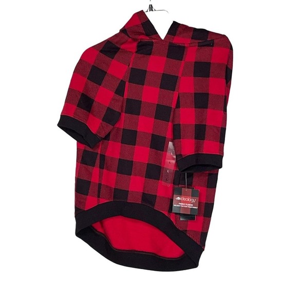 IDEOLOGY Pet Hoodie, buffalo Plaid, red black, L - Picture 1 of 8